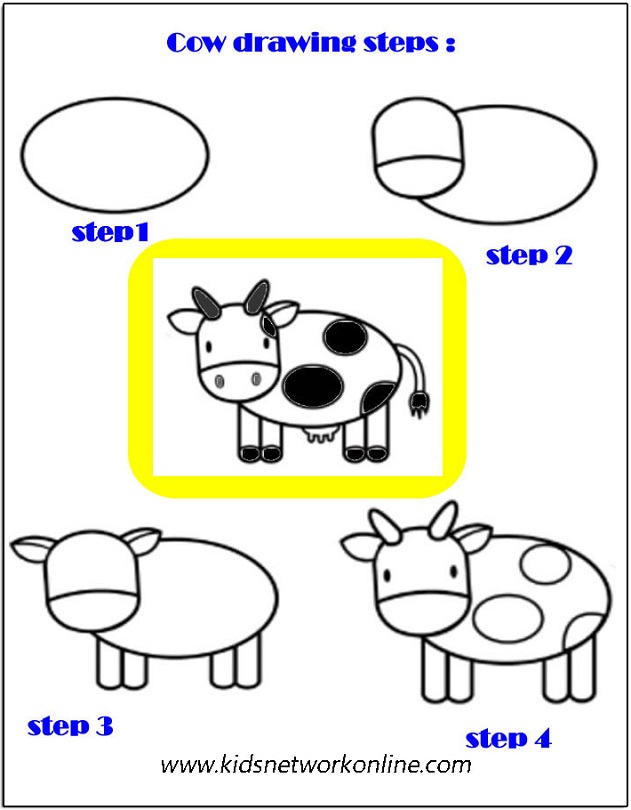 Cow Drawing Steps