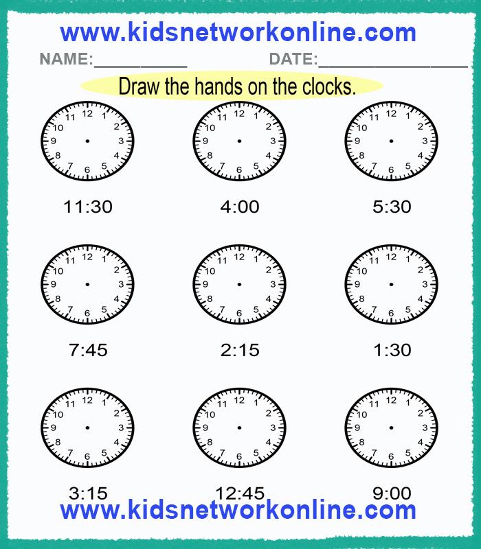 Draw hands on clock