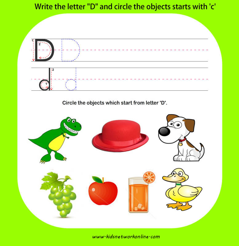 phonics worksheets:Letter-D