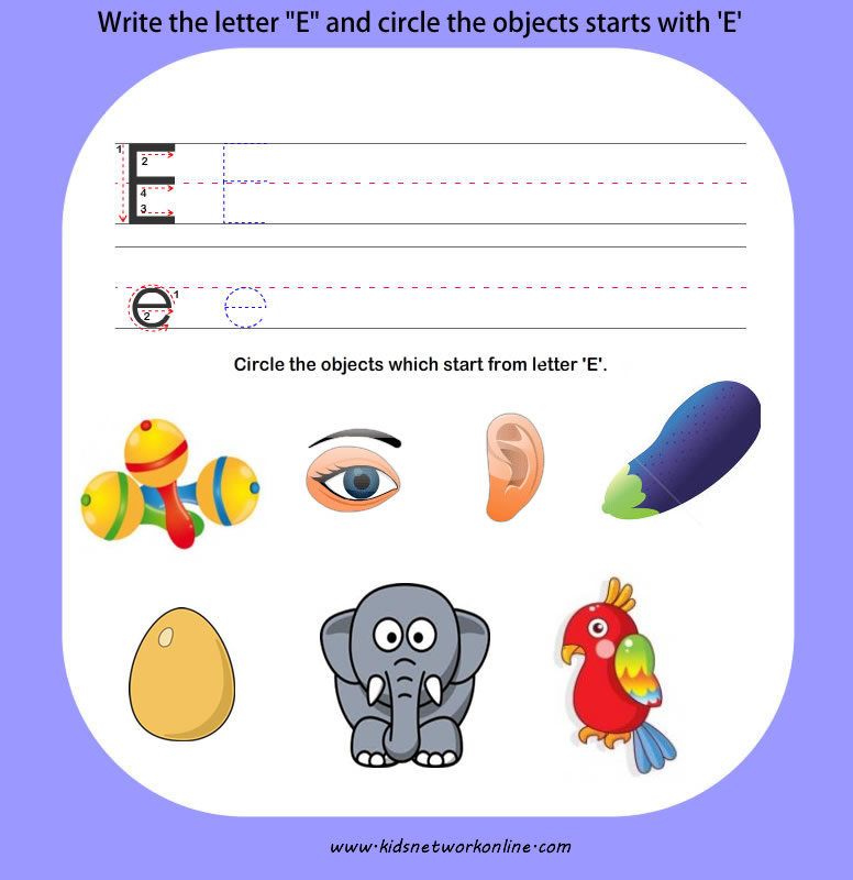 phonics worksheets:Letter-E
