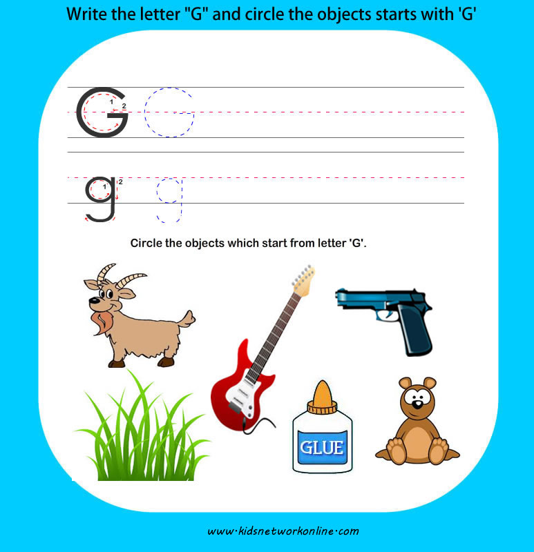 phonics worksheets:Letter-G