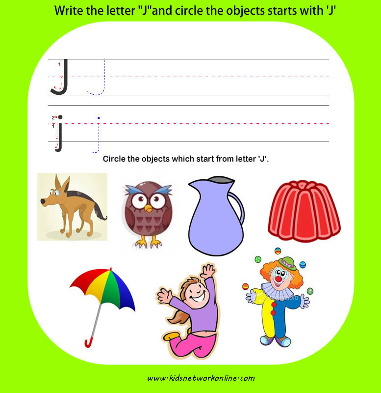 phonics worksheets:Letter-J