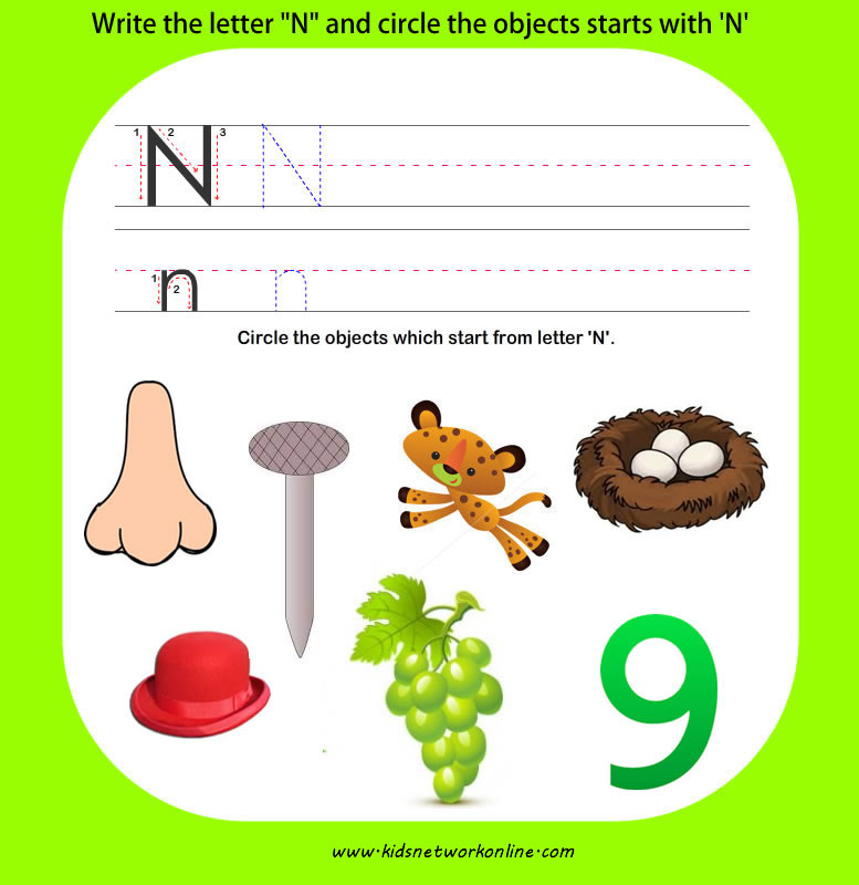 phonics worksheets:Letter-N