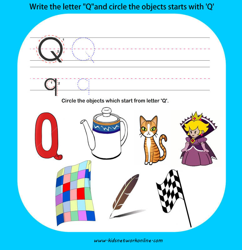 phonics worksheets:Letter-Q