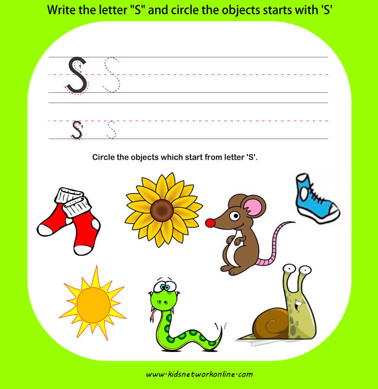 phonics worksheets:Letter-S