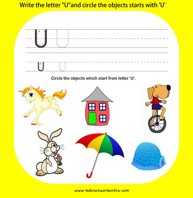 phonics worksheets:Letter-U