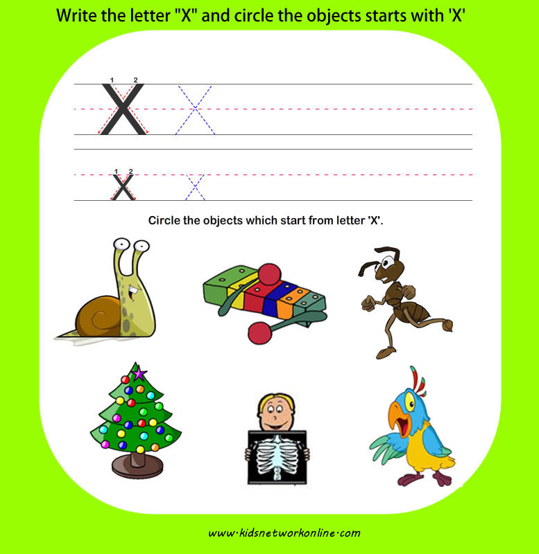 phonics worksheets:Letter-X