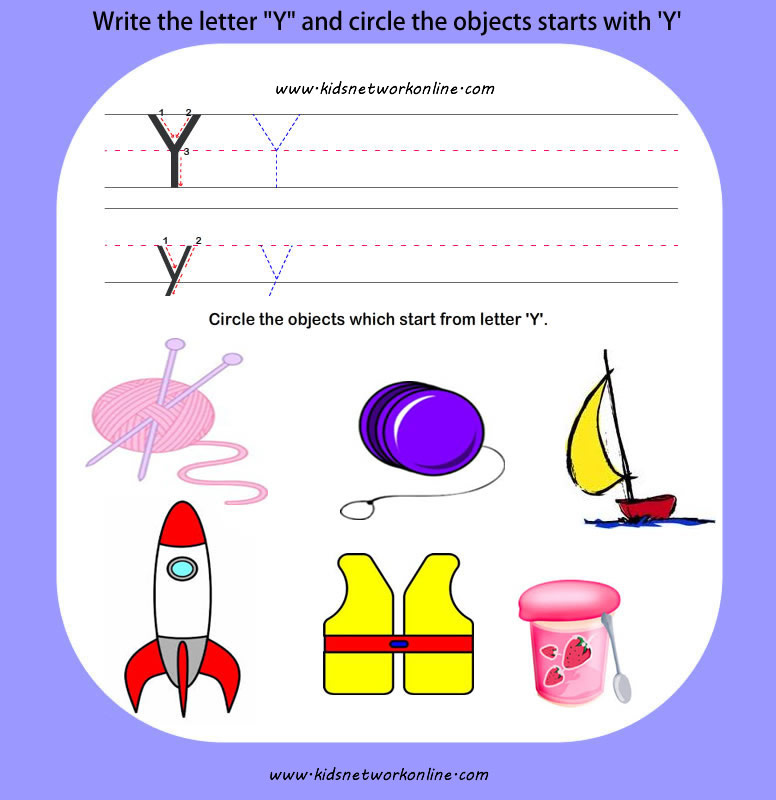 phonics worksheets:Letter-Y
