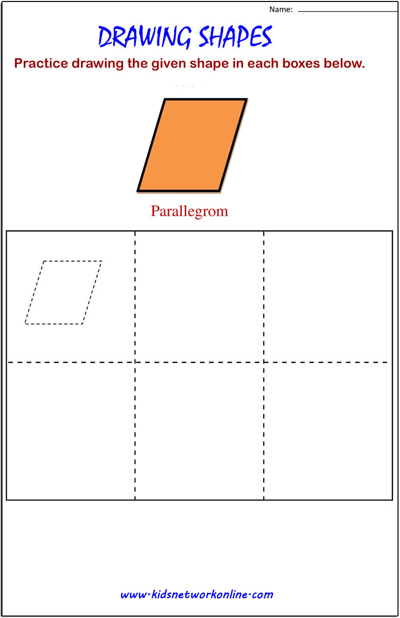 Draw Parallegrom shape practice sheet for kids