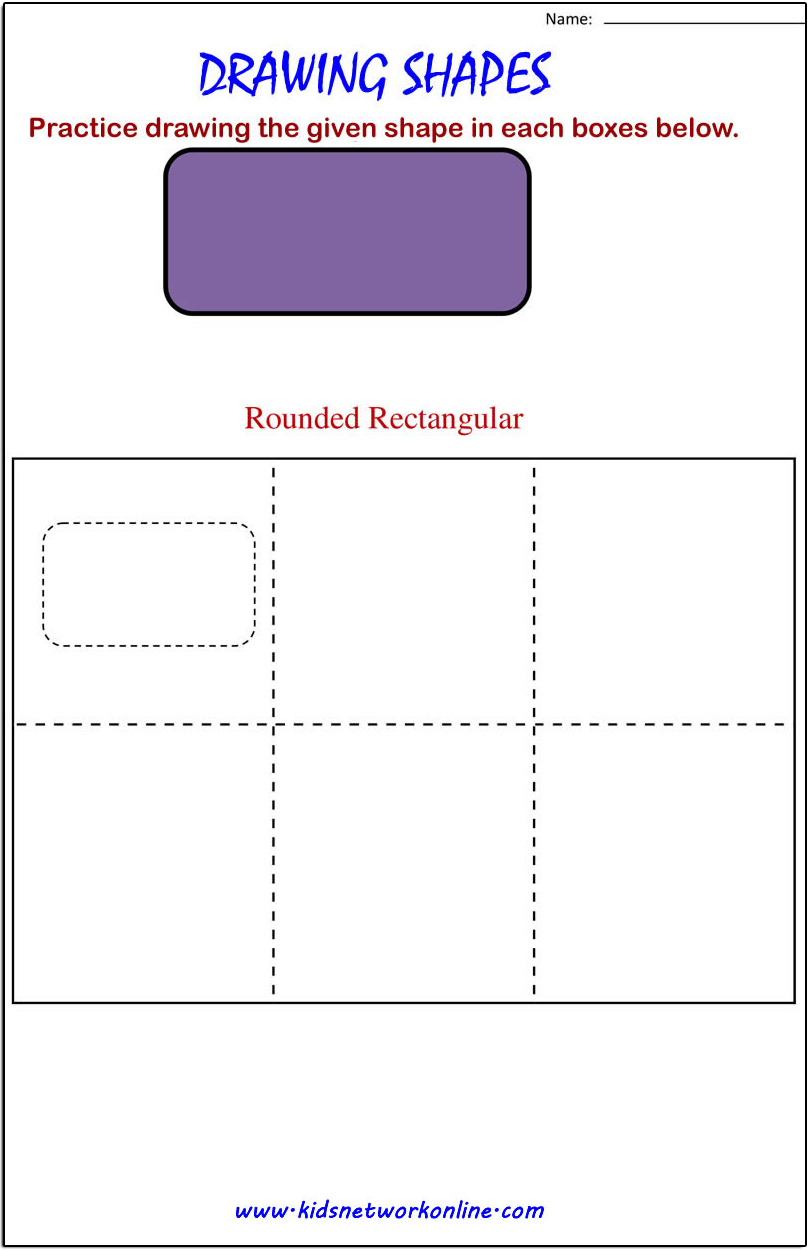 Draw Rounded-rectangular shape practice sheet for kids