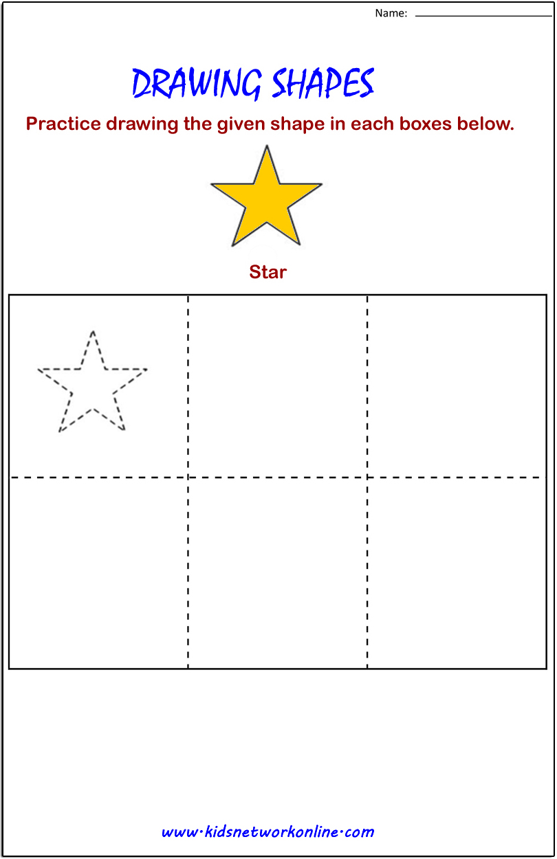 Draw Star shape practice sheet for kids