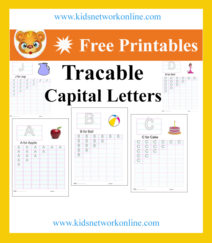 Traceable capital letters for kids